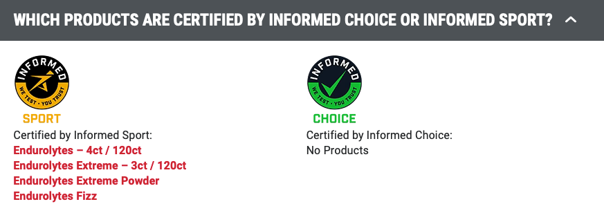 WHICH PRODUCTS ARE CERTIFIED BY INFORMED SPORT?