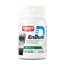 Load image into Gallery viewer, Hammer Nutrition EnDuro vitamin D3 &amp; K2 softgels for well-being, natural ingredients, 30 count
